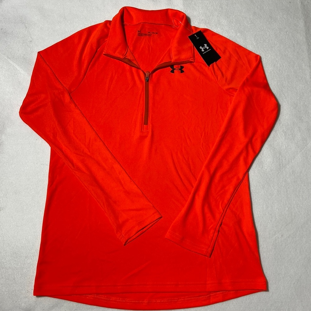 Under Armour Neon Orange 1/3 Zip Pullover. YXL. NWT.